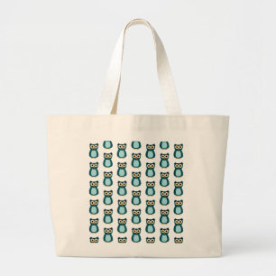 Blauwe Uil illustratie Grote Tote Bag