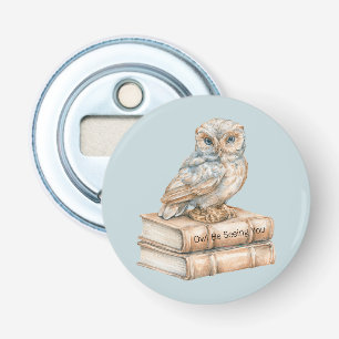 Blauwe Uil Tot Gesiens Boeken Button Flesopener