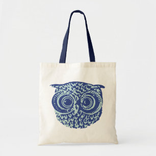 blauwe uil tote bag