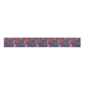 Blauwe Uil Vogel Kunst Grosgrain Lint (Voorkant)