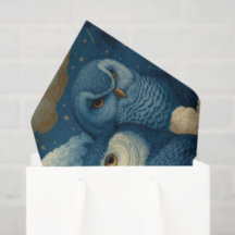 Blauwe Uilen en Sterrennacht Wolken Babykamer Deco