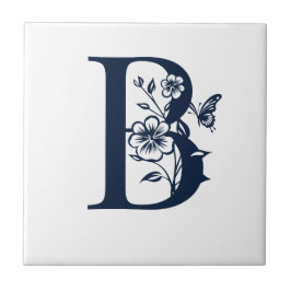 blauwe uitnodigingen letter B eenvoudig Tegeltje