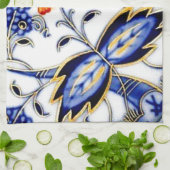 Blauwe uivel  China Bord Patroon Theedoek (Gevouwen)