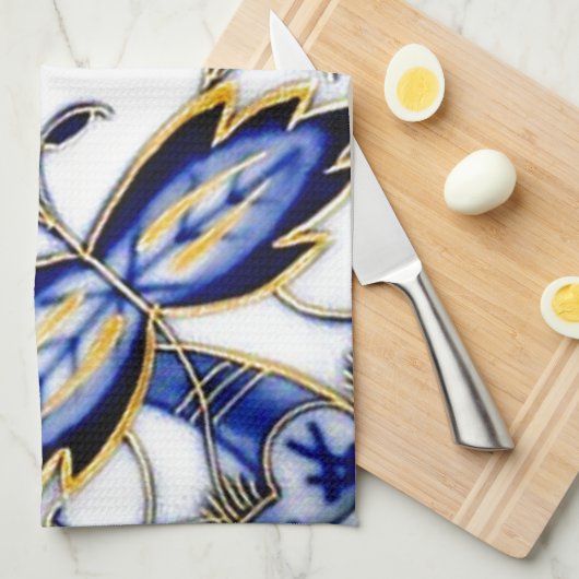 Blauwe uivel  China Bord Patroon Theedoek (Quarter Fold)