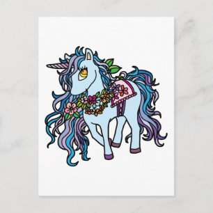 Blauwe unicorn briefkaart