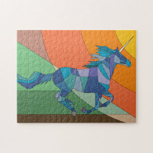 Blauwe unicorn legpuzzel