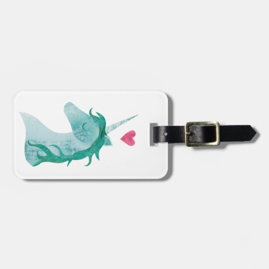 Blauwe Unicorn Magic met hart Bagagelabel (Voorkant horizontaal)