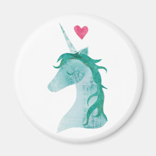 Blauwe Unicorn Magic met hart Magneet