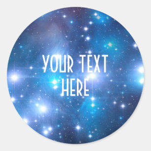 Blauwe, unieke sterren en jouw ideeën ronde sticker