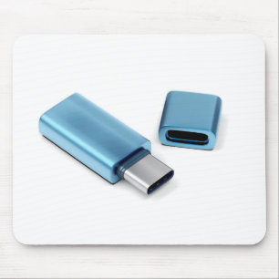 Blauwe usb-c-flash stick muismat