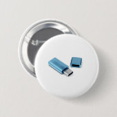 Blauwe usb-c-flash stick ronde button 5,7 cm (Voorkant /achterkant)