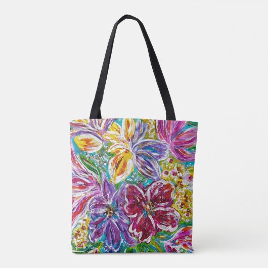 Blauwe vaas Floral Canvas tas (Achterkant)