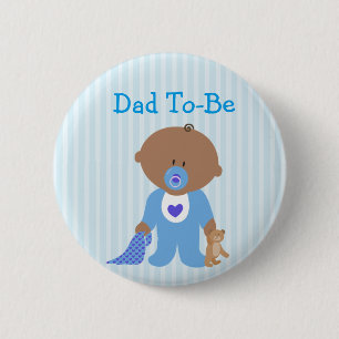 Blauwe vader om Baby shower Button te zijn