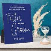 Blauwe vader van de bruidegom Memorial Chair Weddi Fotoplaat (Zijkant)