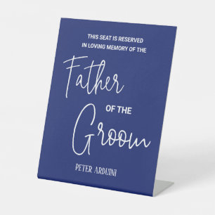 Blauwe vader van het Groom Memorial Seat Wedding Reclamebord Met Voetstuk