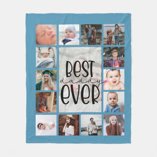 Blauwe vaders dagfoto collage Fleece Blanket (Voorkant)