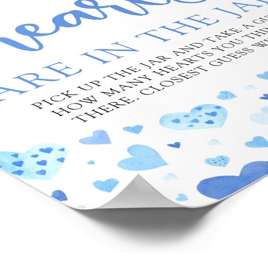 Blauwe Valentijn hoeveel harten Baby shower spel Poster (Hoek)