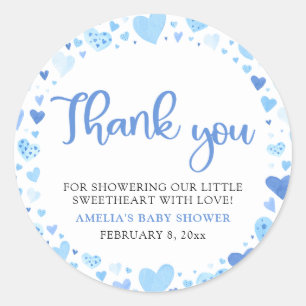 Blauwe Valentijn Jongen Lieve Schatje Baby Shower Ronde Sticker