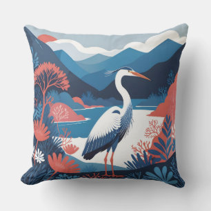 blauwe valk reiger buitenkussen