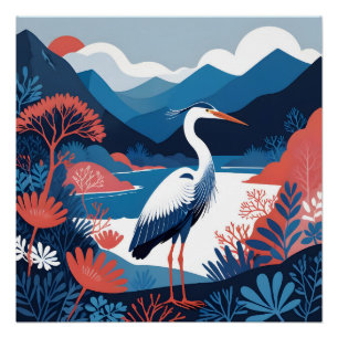 blauwe vallei reiger poster perfect poster