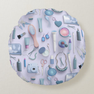 Blauwe Vanity-tabel Rond Kussen