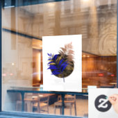 Blauwe varen op zwarte cirkel raamsticker (Cafe Raam)