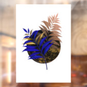 Blauwe varen op zwarte cirkel raamsticker (Vel 2)