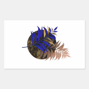 Blauwe varen op zwarte cirkel rechthoekige sticker