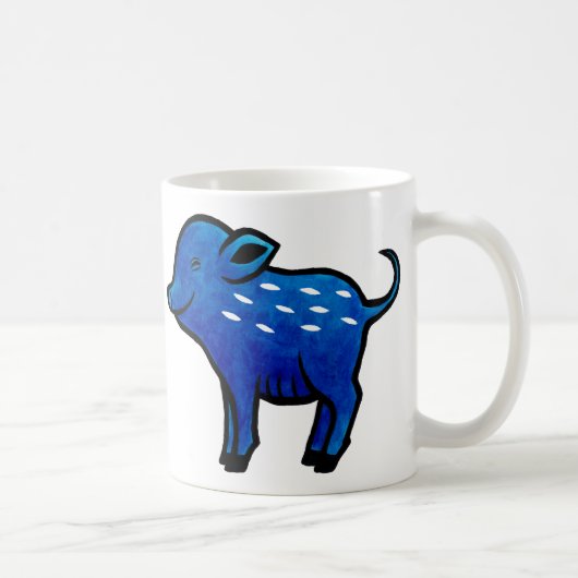 Blauwe Varkenshaar Mok Kute Pig Kunst Unieke Varke (Rechts)
