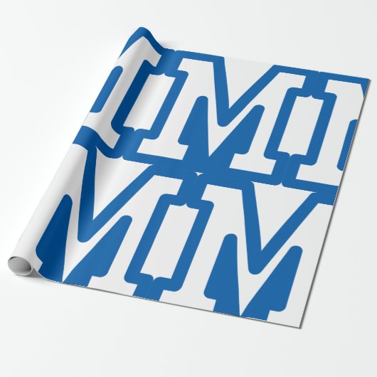 Blauwe varsity letter M monogram Cadeaupapier (Uitgerold)