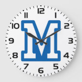 Blauwe varsity letter M monogram Grote Klok (Voorkant)