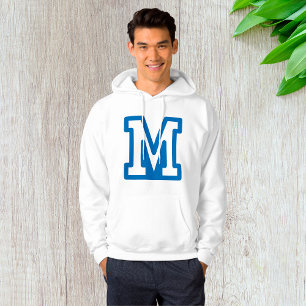 Blauwe varsity letter M monogram Hoodie