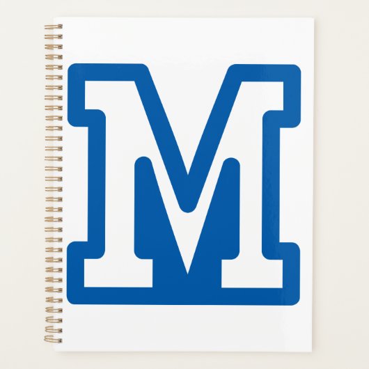 Blauwe varsity letter M monogram Planner (Voorkant)