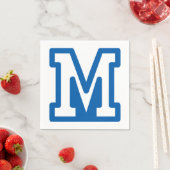 Blauwe varsity letter M monogram Servet (Insitu)