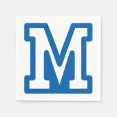 Blauwe varsity letter M monogram Servet (Voorkant)