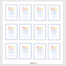 Blauwe Vase Bookplate-Stickers Sticker