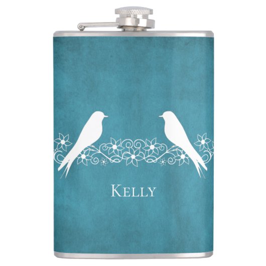 Blauwe vedervlinderbloemkolf - Aangepaste maatkolf Heupfles (Voorkant)