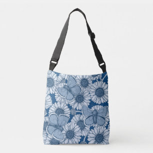 Blauwe veer crossbody tas