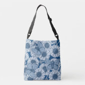 Blauwe veer, wilde bloemen, madijsoorten crossbody tas (Achterkant)