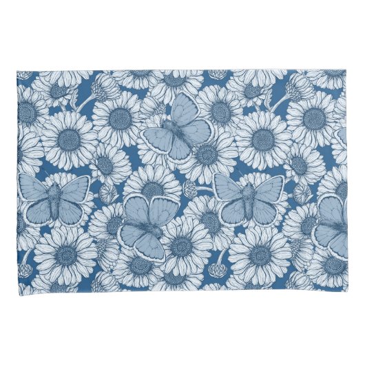 Blauwe veer, wilde bloemen, madijsoorten kussensloop (Voorkant-Rechts)