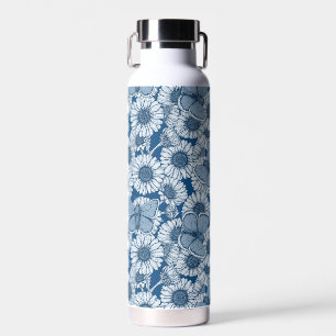 Blauwe veer, wilde bloemen, madijsoorten waterfles