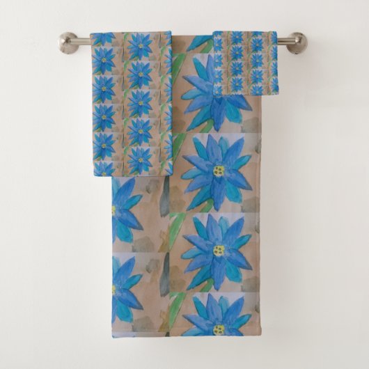 Blauwe ventilator bad handdoek (Insitu)