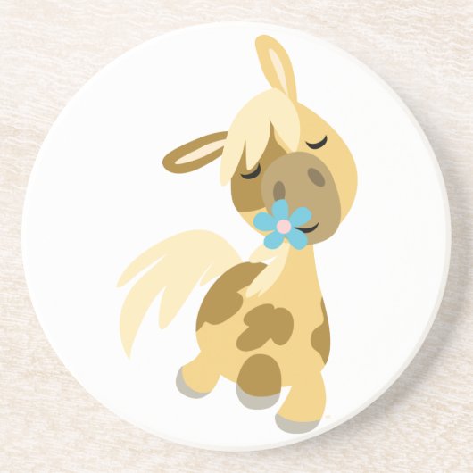 Blauwe ventilator en Cartoon Pony Onderzetter (Voorkant)