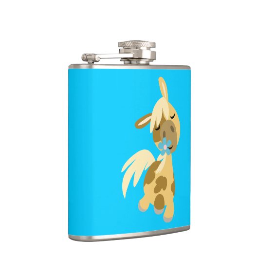 Blauwe ventilator en Pony van de Cartoon Heupfles (Rechts)