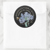 Blauwe ventilator op zwart honingetiket met honing ronde sticker (Tas)