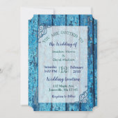 Blauwe verblindende Weaer Wood Wedding Invitations Kaart (Voorkant)