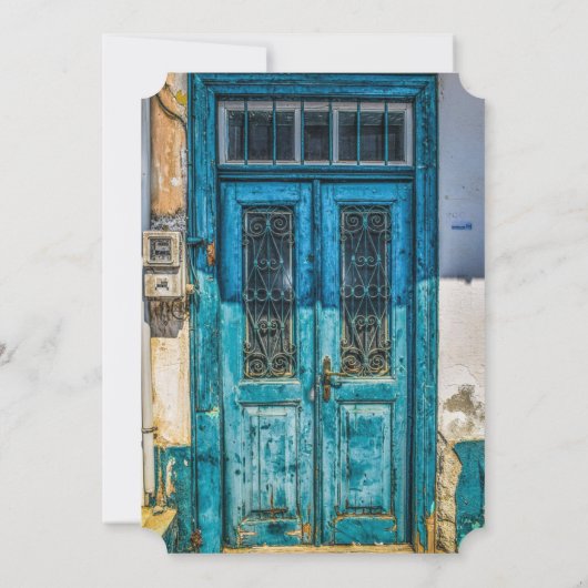 Blauwe verblindende Weaer Wood Wedding Invitations Kaart (Achterkant)