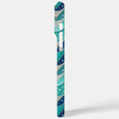 Blauwe veren patroon Case-Mate iPhone case (Achterkant / Links)