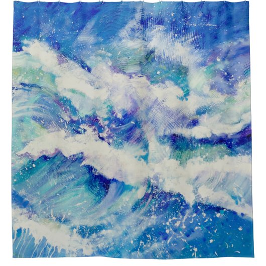 Blauwe verf in oceaangolven douchegordijn (Voorkant)