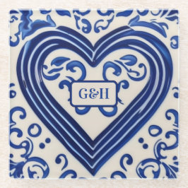  blauwe verf keramisch uiterlijk voor paren glazen onderzetter